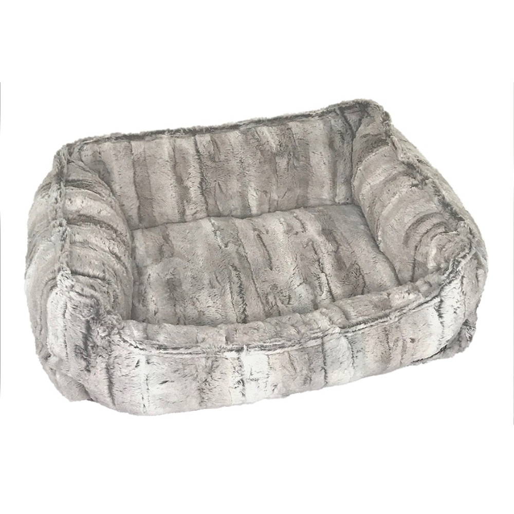 Silver Fox Faux Fur Lounge Dog Bed